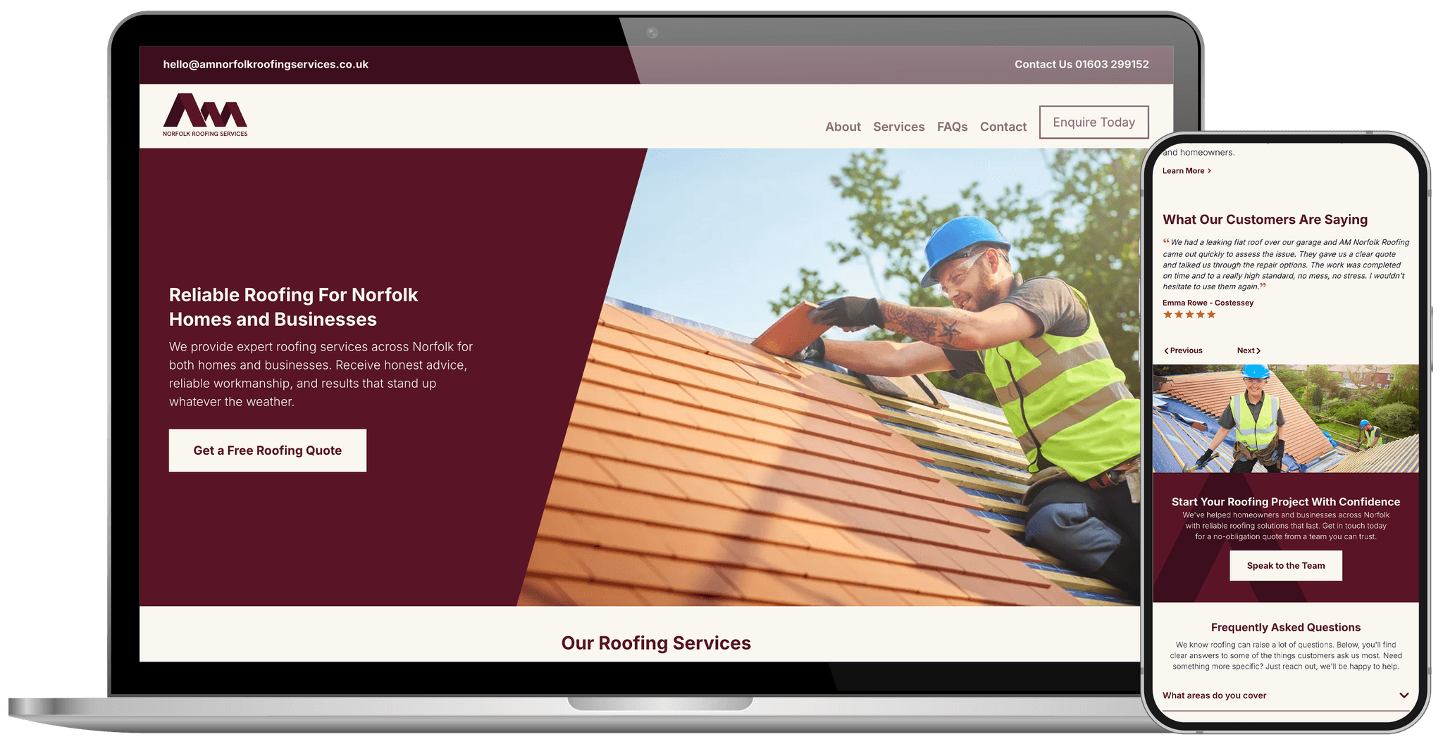 website design for first response drainage a local drainage company in the East of England