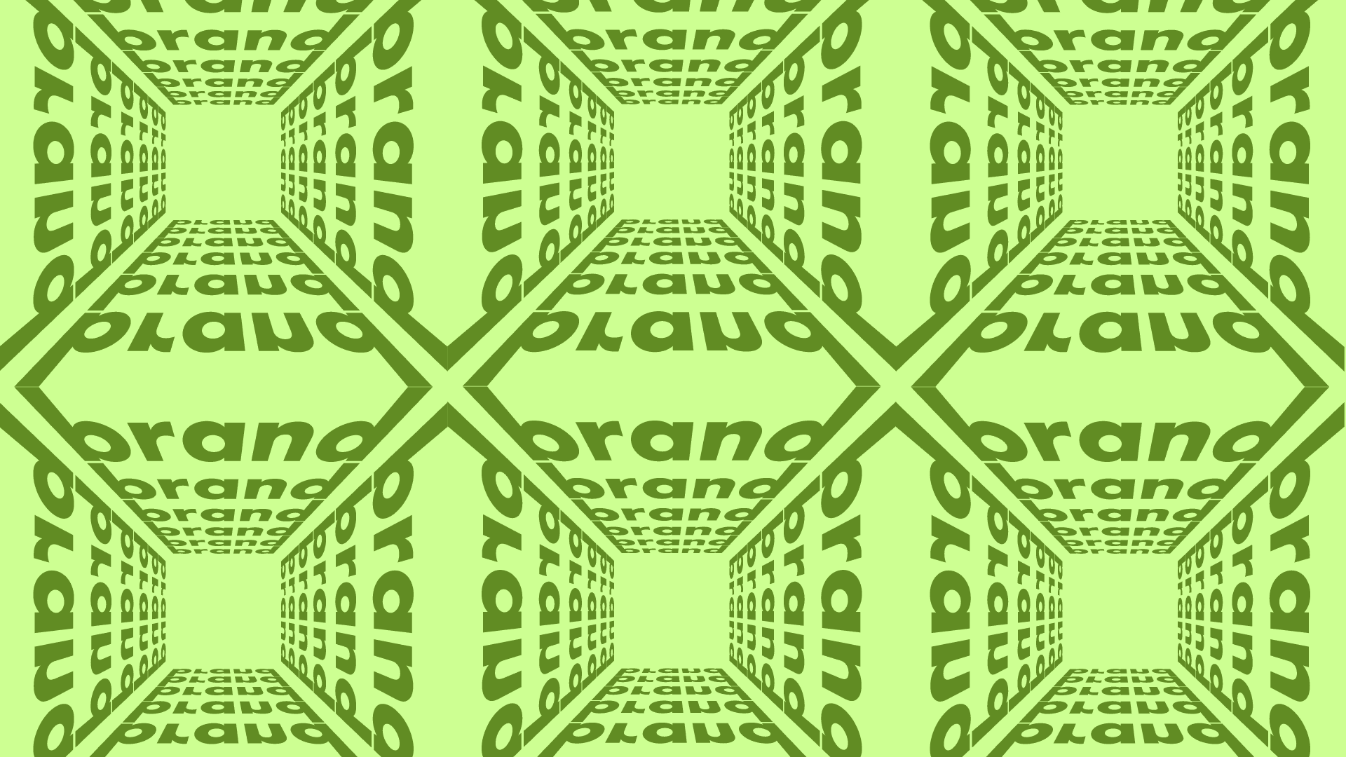 brand wording duplicated in a square and replicated to create a brand kaleidoscope effect