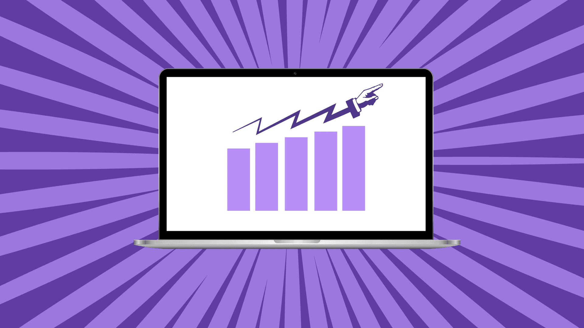 laptop with high performance chart on cartoon background